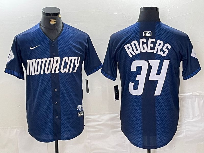 Men Detroit Tigers #34 Rogers Blue City Edition Nike 2024 MLB Jersey style 4